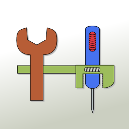 My Universal Logo Matteo's Logo, a clip-art depicting three hardware tools: a wrench, a caliber and a screwdriver, forming the shape of an uppercase H, with a white gradient background.